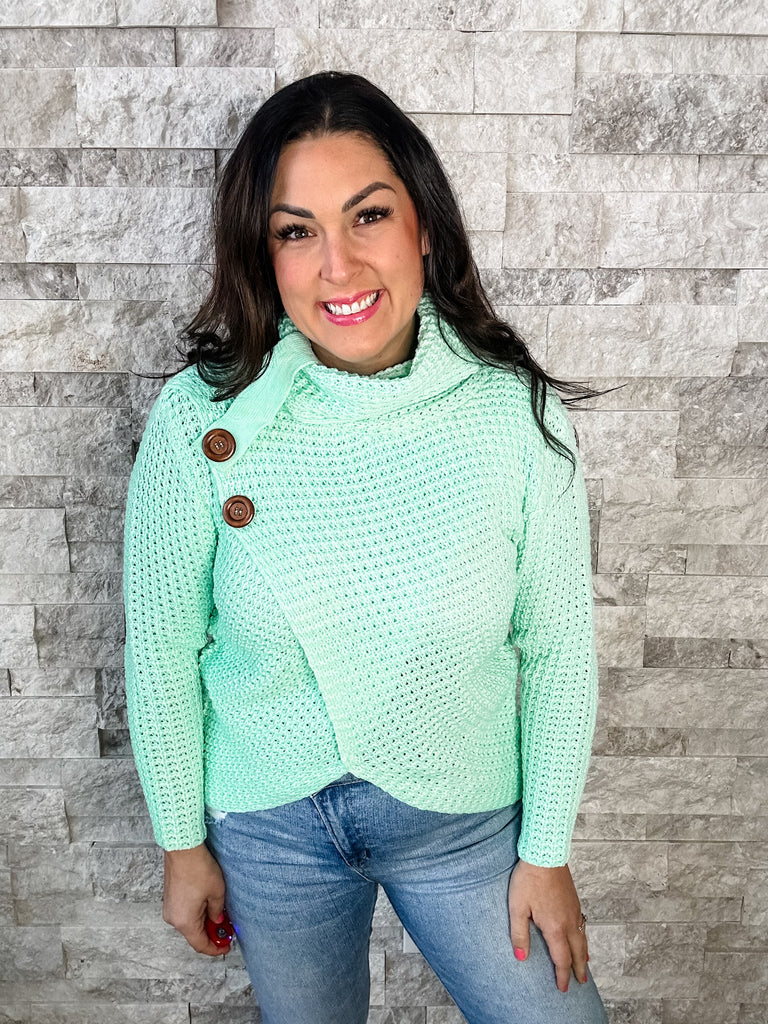 Get Back Up Again Sweater in Green Mint (S-XL)-140 Sweaters-Zenana-Hello Friends Boutique-Woman's Fashion Boutique Located in Traverse City, MI