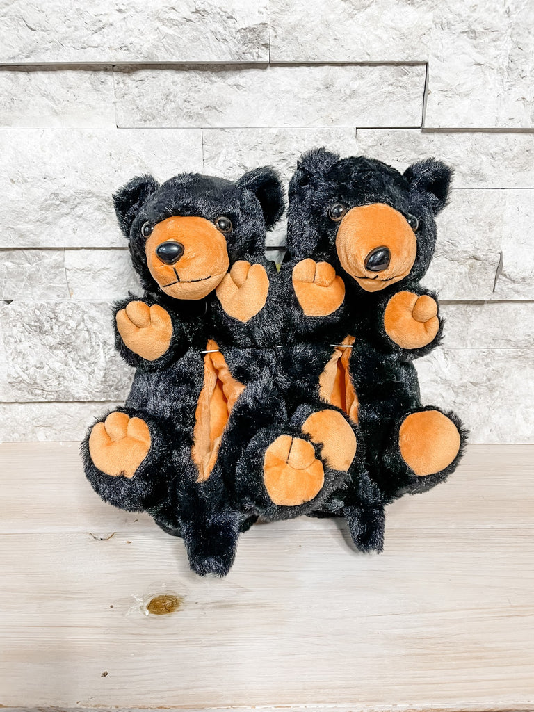 Black Bear Hugs Slippers (M-L)-300 Treats/Gift-JY Designs and Creations-Hello Friends Boutique-Woman's Fashion Boutique Located in Traverse City, MI