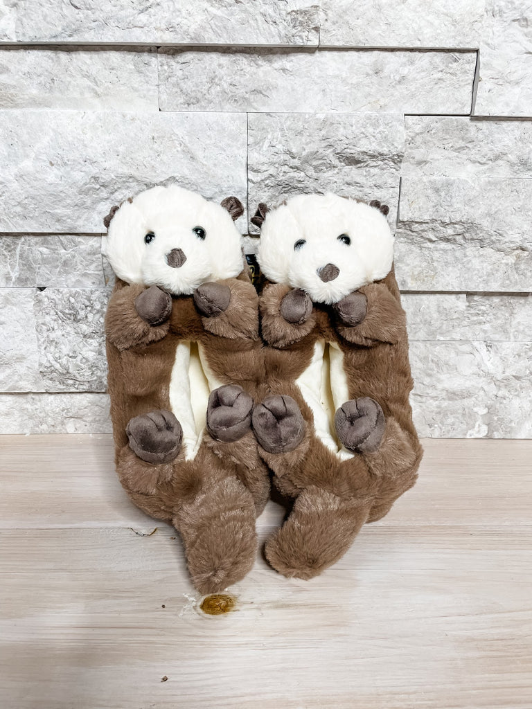 Otter Slippers (M)-300 Treats/Gift-JY Designs and Creations-Hello Friends Boutique-Woman's Fashion Boutique Located in Traverse City, MI