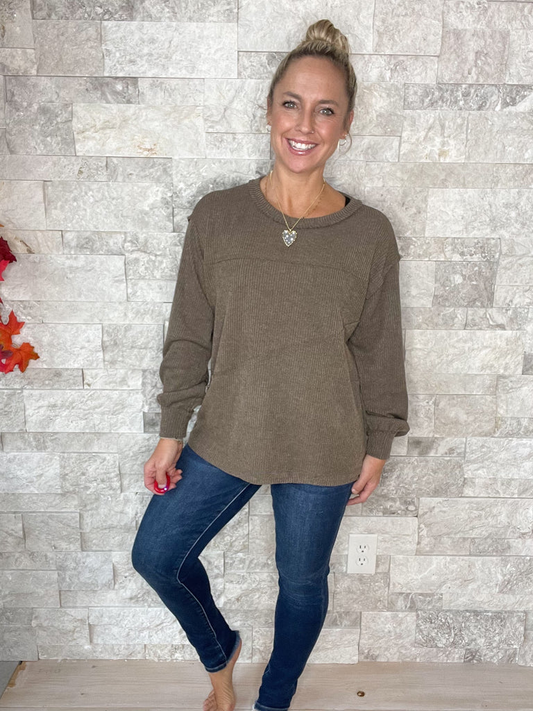 All The Better Top in Mocha (S-XL)-110 Long Sleeve-Andree By Unit-Hello Friends Boutique-Woman's Fashion Boutique Located in Traverse City, MI