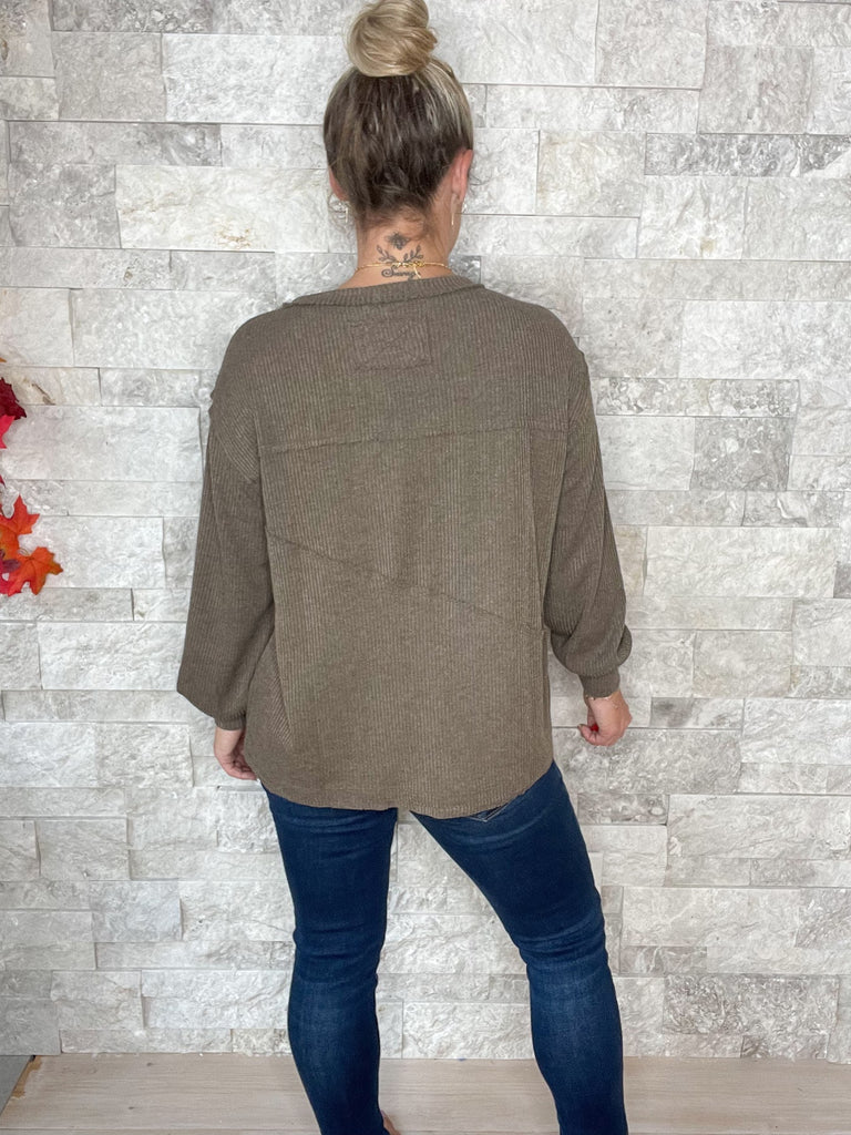 All The Better Top in Mocha (S-XL)-110 Long Sleeve-Andree By Unit-Hello Friends Boutique-Woman's Fashion Boutique Located in Traverse City, MI