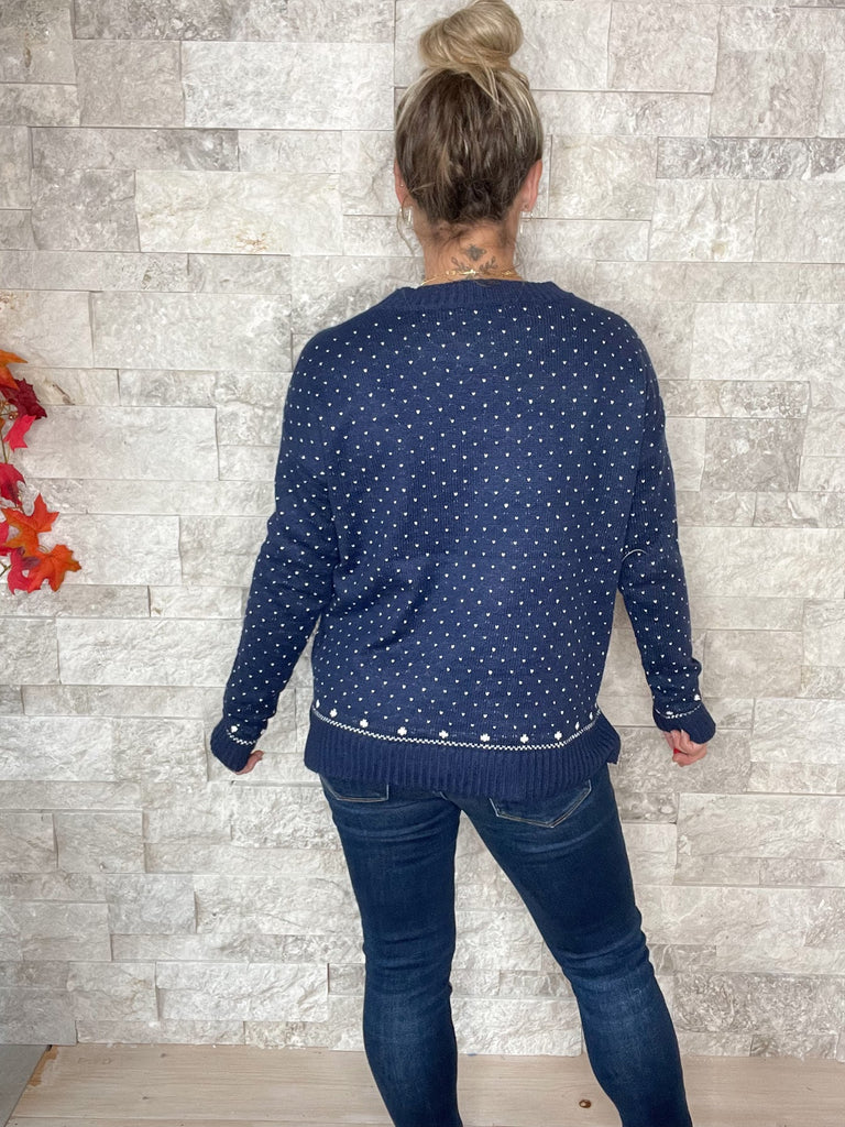 Beautiful Memories Pullover in Navy (S-XL)-140 Sweaters-Staccato-Hello Friends Boutique-Woman's Fashion Boutique Located in Traverse City, MI