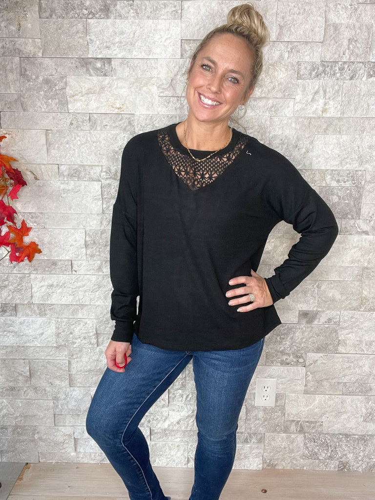 Just Go For It Top in Black (S-3XL)-110 Long Sleeve-Sew In Love-Hello Friends Boutique-Woman's Fashion Boutique Located in Traverse City, MI