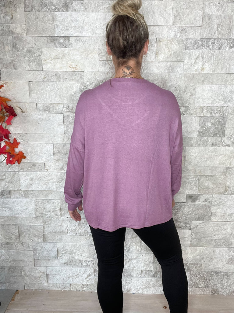 Just Go For It Top in Lavender (S-3XL)-110 Long Sleeve-Sew In Love-Hello Friends Boutique-Woman's Fashion Boutique Located in Traverse City, MI