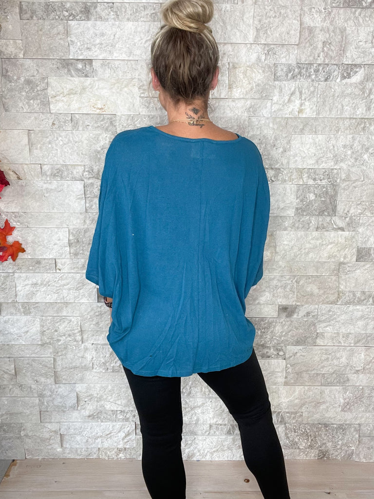 Bloom Again Top in Teal (S-L)-100 Short Sleeve-Andree By Unit-Hello Friends Boutique-Woman's Fashion Boutique Located in Traverse City, MI