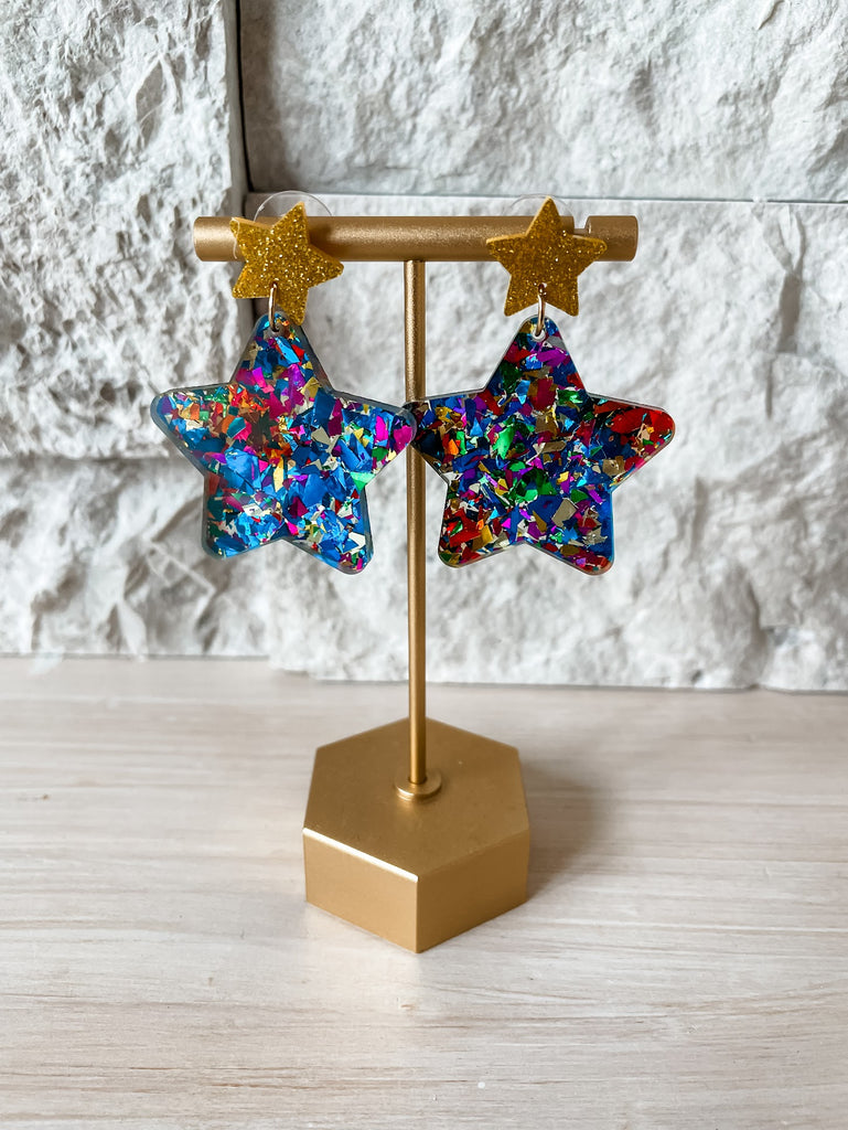 Sparkly Star Topper Earrings-240 Jewelry-Mio Queena - faire-Hello Friends Boutique-Woman's Fashion Boutique Located in Traverse City, MI