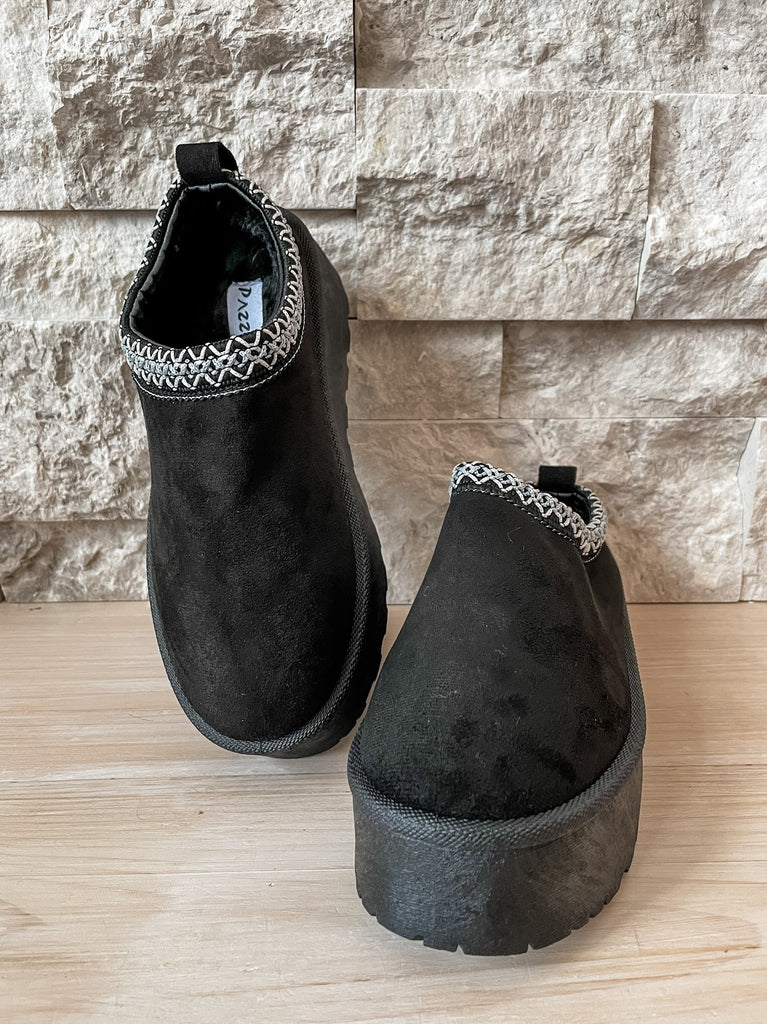 Cozy Platform Slippers in Black (6-11)-250 Shoes-Shoe La La-Hello Friends Boutique-Woman's Fashion Boutique Located in Traverse City, MI