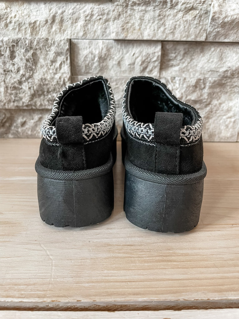 Cozy Platform Slippers in Black (6-11)-250 Shoes-Shoe La La-Hello Friends Boutique-Woman's Fashion Boutique Located in Traverse City, MI