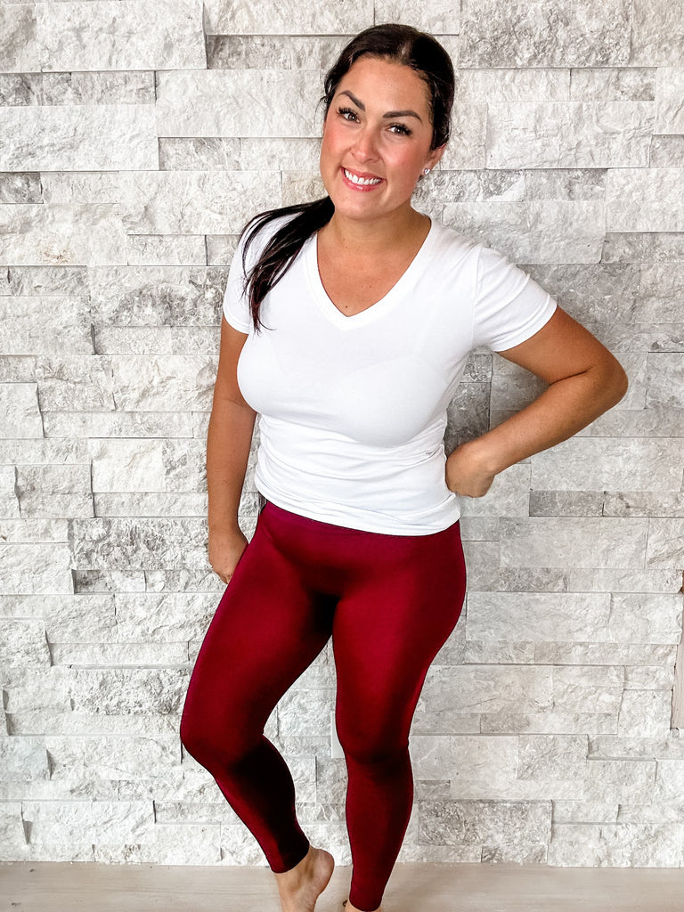 The Coziest Leggings in Burgundy (OS/Plus)-210 Leggings/Joggers-Blooms In The City-Hello Friends Boutique-Woman's Fashion Boutique Located in Traverse City, MI