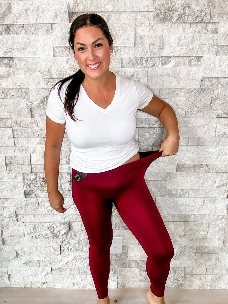 The Coziest Leggings in Burgundy (OS/Plus)-210 Leggings/Joggers-Blooms In The City-Hello Friends Boutique-Woman's Fashion Boutique Located in Traverse City, MI