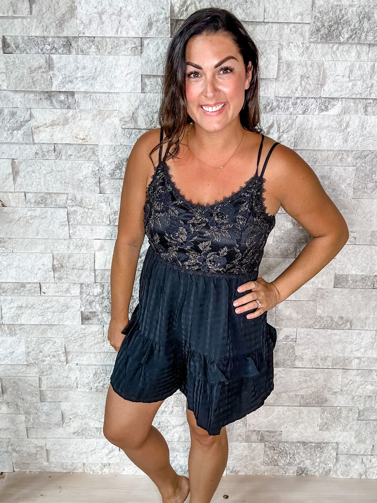 Luscious Lace Romper (S-XL)-190 Rompers/Jumpsuits-White Birch-Hello Friends Boutique-Woman's Fashion Boutique Located in Traverse City, MI