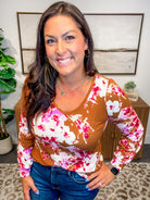 Wildflower Whisper V-Neck Ribbed Top (S-L)-110 Long Sleeve-Staccato-Hello Friends Boutique-Woman's Fashion Boutique Located in Traverse City, MI