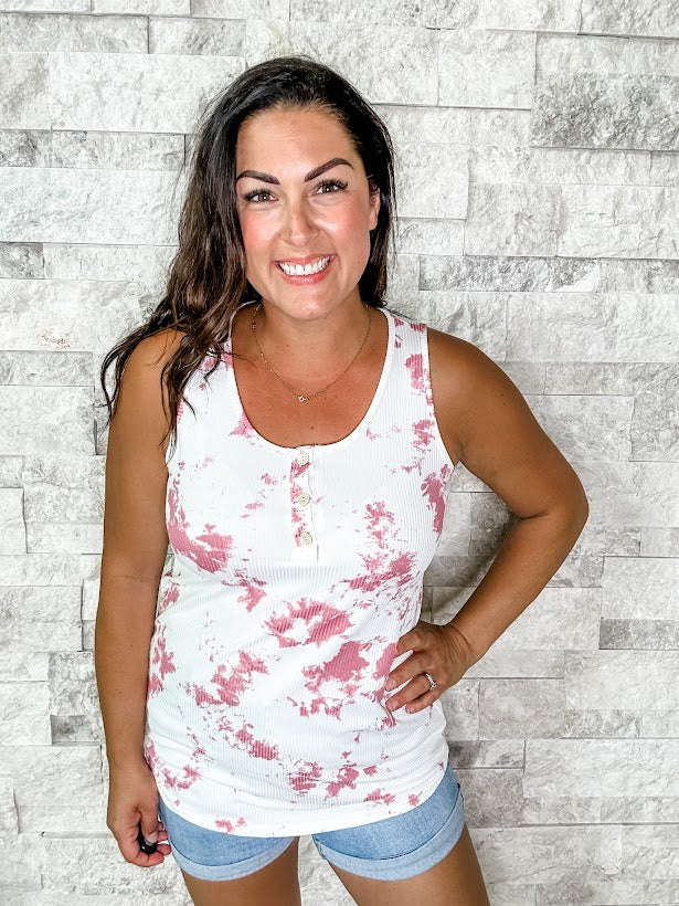 Pink Clouds Top (S-XL)-120 Sleeveless-White Birch-Hello Friends Boutique-Woman's Fashion Boutique Located in Traverse City, MI