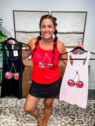 Hello Cherry Babe Racerback Tank (S-2XL)-120 Sleeveless-SSACTIVE-Hello Friends Boutique-Woman's Fashion Boutique Located in Traverse City, MI