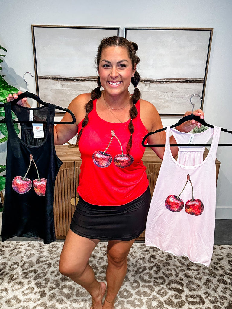 Hello Cherry Babe Racerback Tank (S-2XL)-120 Sleeveless-SSACTIVE-Hello Friends Boutique-Woman's Fashion Boutique Located in Traverse City, MI