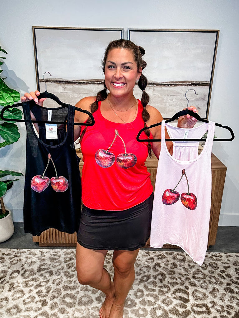 Hello Cherry Babe Racerback Tank (S-2XL)-120 Sleeveless-SSACTIVE-Hello Friends Boutique-Woman's Fashion Boutique Located in Traverse City, MI