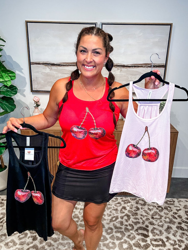 Hello Cherry Babe Racerback Tank (S-2XL)-120 Sleeveless-SSACTIVE-Hello Friends Boutique-Woman's Fashion Boutique Located in Traverse City, MI