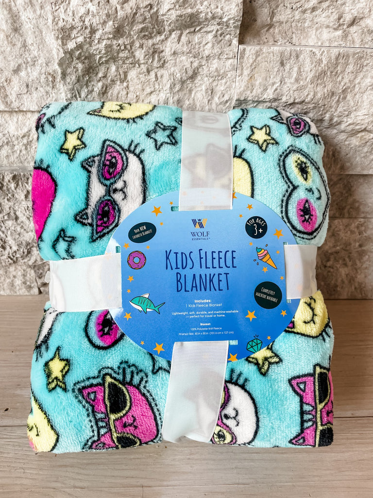 Kids Fleece Blanket in Cool Cats-300 Treats/Gift-Wolf Essentials - faire-Hello Friends Boutique-Woman's Fashion Boutique Located in Traverse City, MI