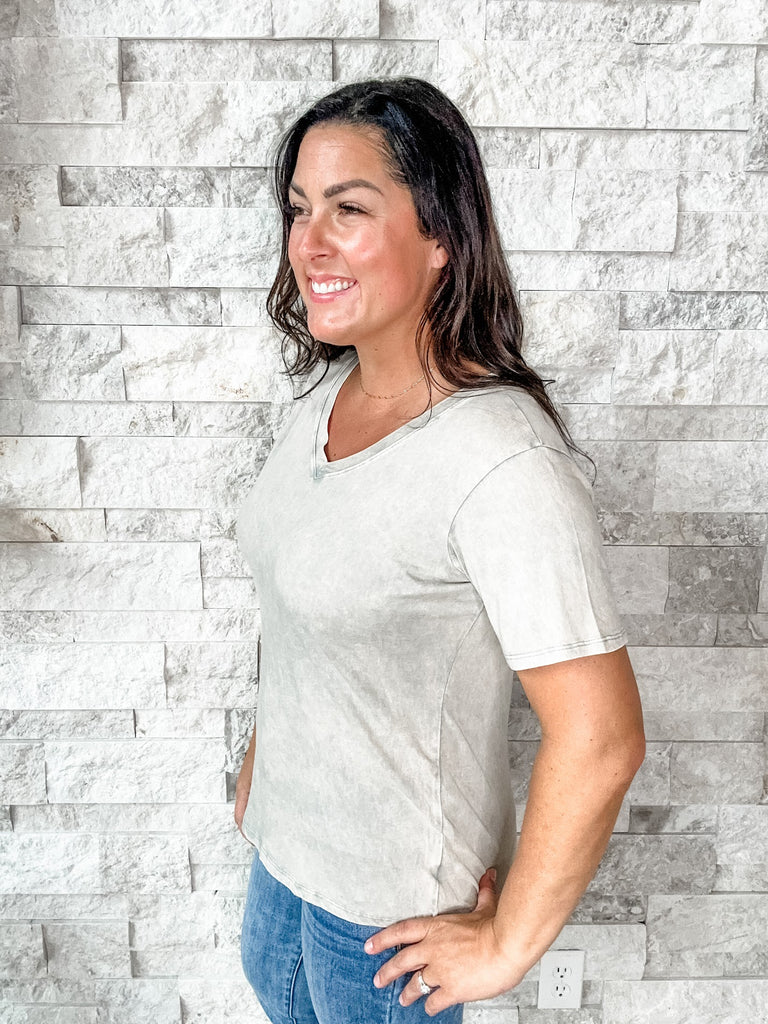 Electric Feel Top in Sleet Gray (S-3XL)-100 Short Sleeve-Zenana-Hello Friends Boutique-Woman's Fashion Boutique Located in Traverse City, MI