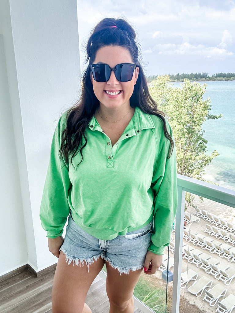 So Much Joy Top in Green (S-3XL)-110 Long Sleeves-White Birch-Hello Friends Boutique-Woman's Fashion Boutique Located in Traverse City, MI