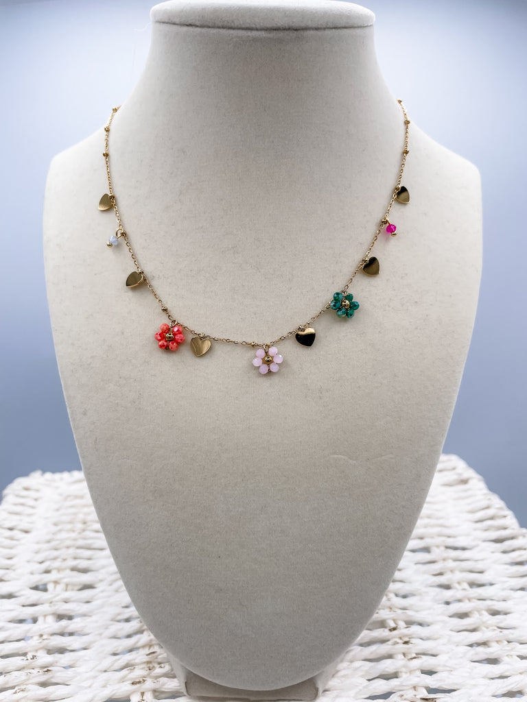 Melvin 18K Gold Flower & Hearts Necklace-240 Jewelry-MAIQ Accessories - faire-Hello Friends Boutique-Woman's Fashion Boutique Located in Traverse City, MI