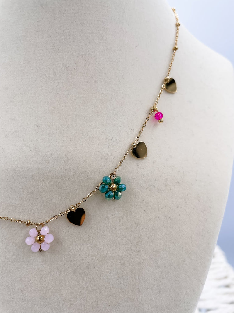 Melvin 18K Gold Flower & Hearts Necklace-240 Jewelry-MAIQ Accessories - faire-Hello Friends Boutique-Woman's Fashion Boutique Located in Traverse City, MI