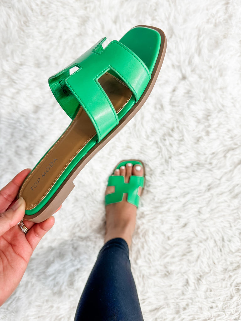 Maggie Flat Sandals in Green (7-11)-250 Shoes-Shoe La La-Hello Friends Boutique-Woman's Fashion Boutique Located in Traverse City, MI