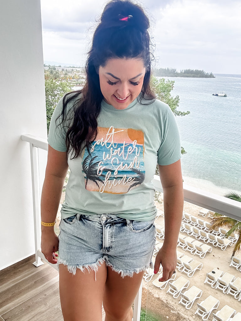 Salt Water & Sun Shine Tee (S-2XL)-130 Graphic Tees-SIMPLY TEES-Hello Friends Boutique-Woman's Fashion Boutique Located in Traverse City, MI