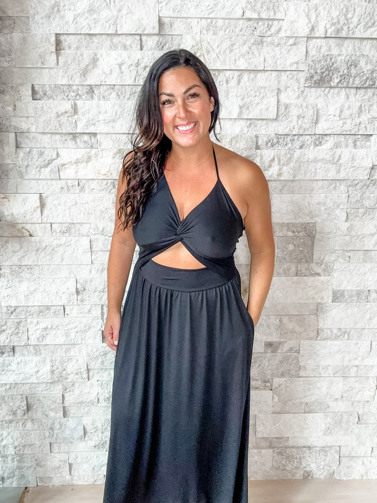 Evening Breeze Maxi Dress in Black (S-3XL)-180 Dresses-Eldridge-Hello Friends Boutique-Woman's Fashion Boutique Located in Traverse City, MI