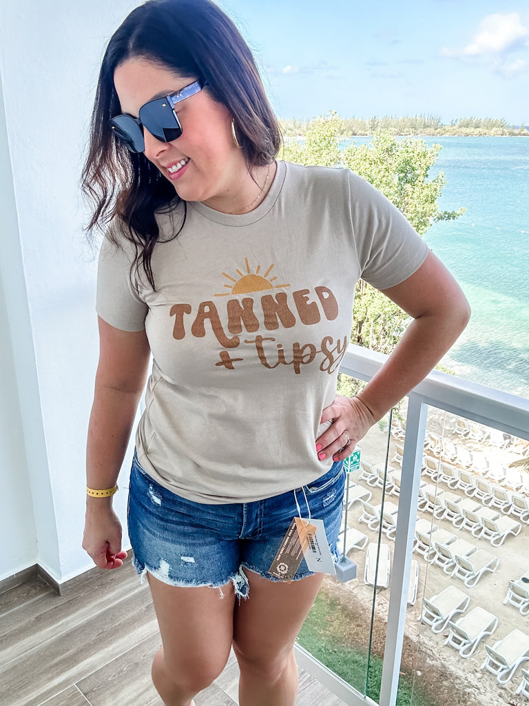 Tanned & Tipsy Tee (S-2XL)-130 Graphic Tees-SIMPLY TEES-Hello Friends Boutique-Woman's Fashion Boutique Located in Traverse City, MI