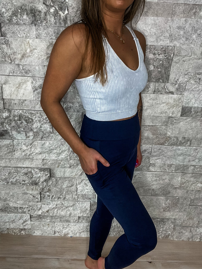 The Vibes Leggings in Navy (S/M-Curvy)-210 Leggings/Joggers-Boutique Only - FashionGo-Hello Friends Boutique-Woman's Fashion Boutique Located in Traverse City, MI