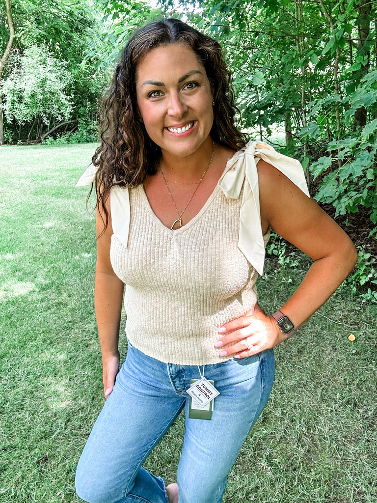 Tied & True Tank (S-XL)-120 Sleeveless-White Birch-Hello Friends Boutique-Woman's Fashion Boutique Located in Traverse City, MI