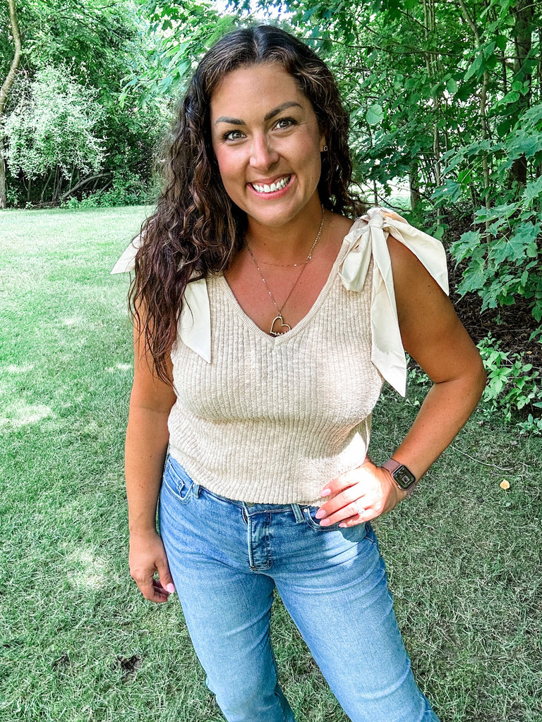 Tied & True Tank (S-XL)-120 Sleeveless-White Birch-Hello Friends Boutique-Woman's Fashion Boutique Located in Traverse City, MI