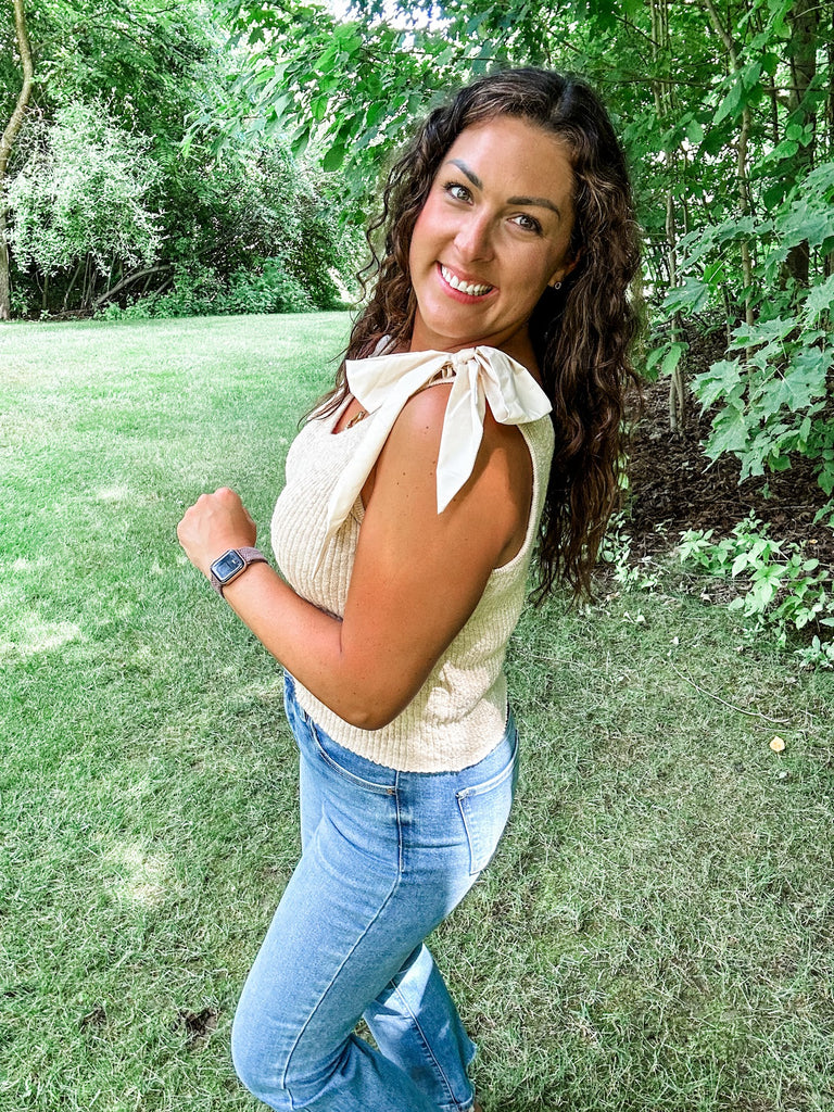 Tied & True Tank (S-XL)-120 Sleeveless-White Birch-Hello Friends Boutique-Woman's Fashion Boutique Located in Traverse City, MI