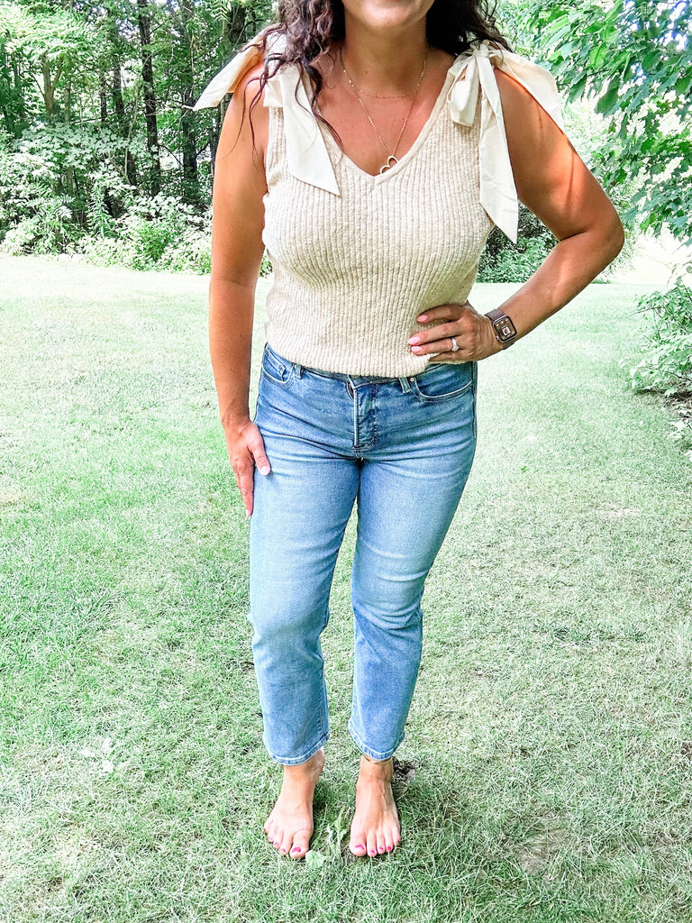 Finer Things Tummy Control Straight Pants (0-15)-200 Denim-RISEN-Hello Friends Boutique-Woman's Fashion Boutique Located in Traverse City, MI