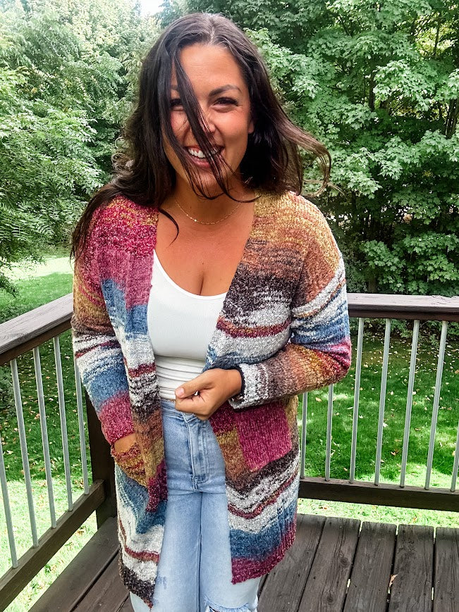 Electric Feels Cardigan (S/M-2XL/3XL)-160 Cardigans/Kimonos-HEIMISH-Hello Friends Boutique-Woman's Fashion Boutique Located in Traverse City, MI