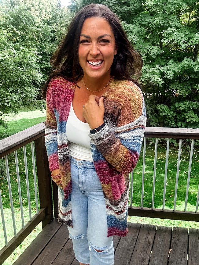 Electric Feels Cardigan (S/M-2XL/3XL)-160 Cardigans/Kimonos-HEIMISH-Hello Friends Boutique-Woman's Fashion Boutique Located in Traverse City, MI