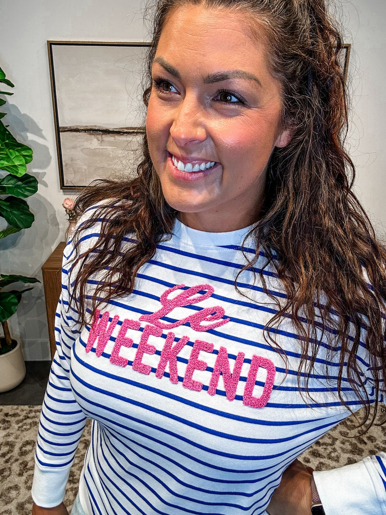 Le Weekend Lightweight Sweatshirt (M-XL)-130 Graphic Tees-Shiraleah-Hello Friends Boutique-Woman's Fashion Boutique Located in Traverse City, MI