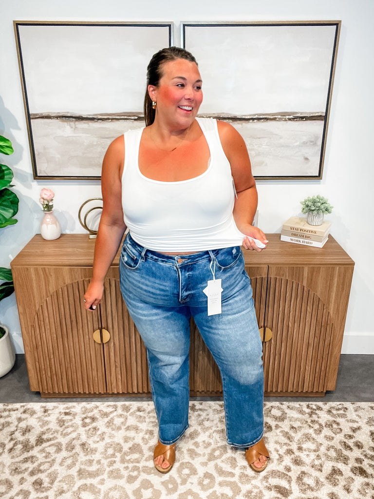 Let's Run Away Tummy Control High Rise Denim (0-15, 1X-3X)-200 Denim-RISEN-Hello Friends Boutique-Woman's Fashion Boutique Located in Traverse City, MI