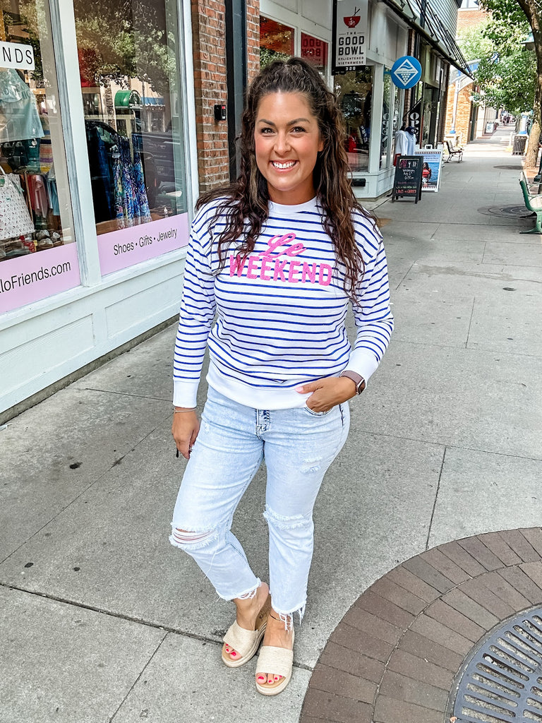 Le Weekend Lightweight Sweatshirt (M-XL)-130 Graphic Tees-Shiraleah-Hello Friends Boutique-Woman's Fashion Boutique Located in Traverse City, MI