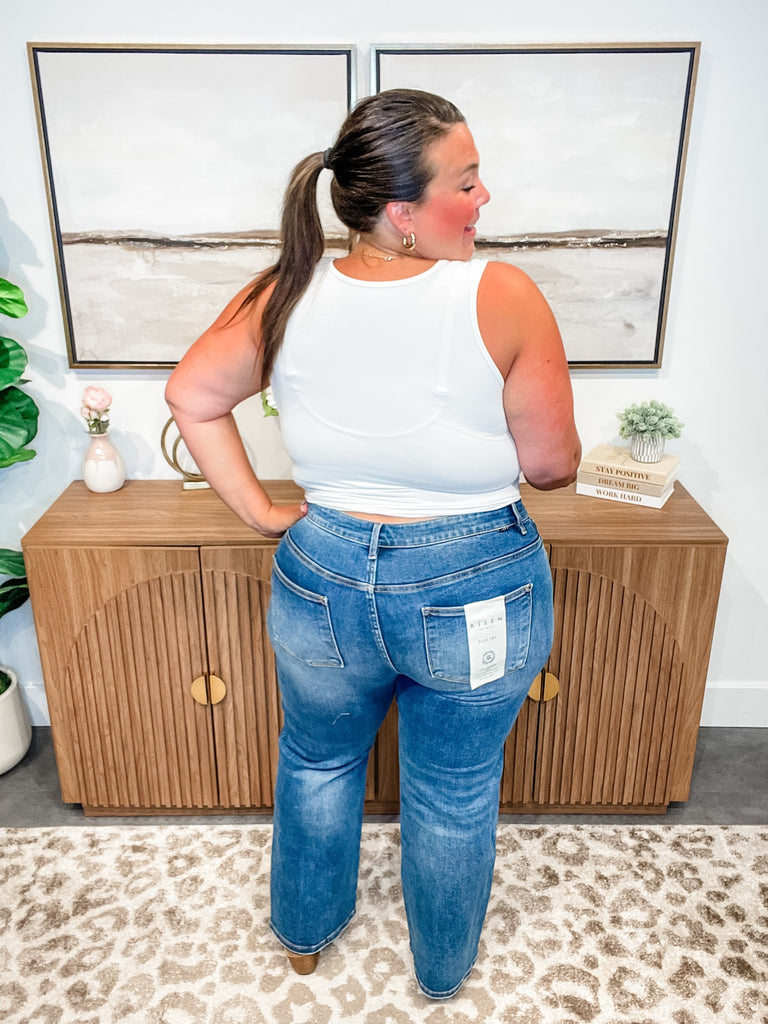 Let's Run Away Tummy Control High Rise Denim (0-15, 1X-3X)-200 Denim-RISEN-Hello Friends Boutique-Woman's Fashion Boutique Located in Traverse City, MI