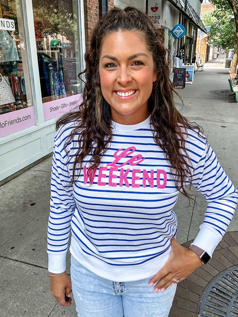 Le Weekend Lightweight Sweatshirt (M-XL)-130 Graphic Tees-Shiraleah-Hello Friends Boutique-Woman's Fashion Boutique Located in Traverse City, MI