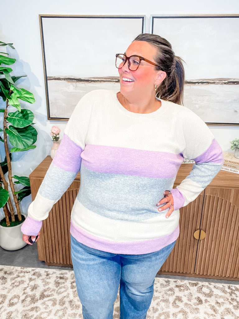 Cloudbound Colorblock Sweater (S-XL)-110 Long Sleeve-Staccato-Hello Friends Boutique-Woman's Fashion Boutique Located in Traverse City, MI