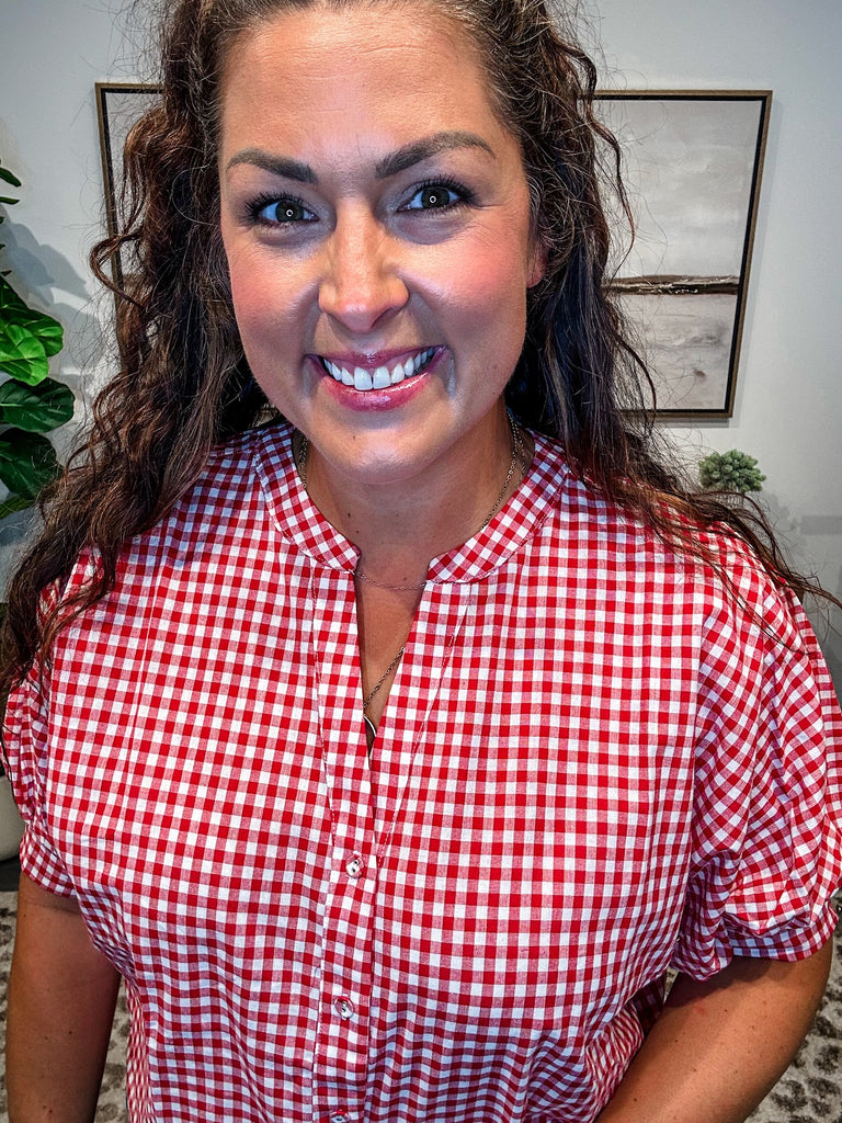 The Picnic Breeze Button-Up Blouse (S-L)-100 Short Sleeve-Allie & Rose-Hello Friends Boutique-Woman's Fashion Boutique Located in Traverse City, MI