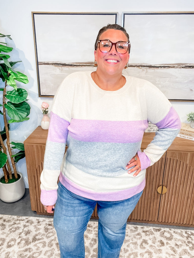 Cloudbound Colorblock Sweater (S-XL)-110 Long Sleeve-Staccato-Hello Friends Boutique-Woman's Fashion Boutique Located in Traverse City, MI