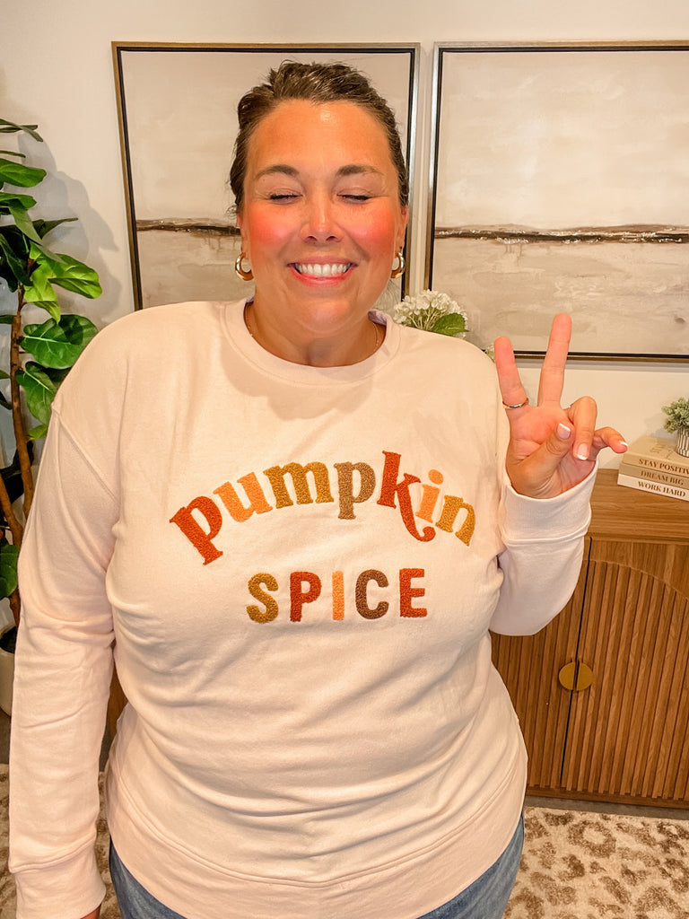 Pumpkin Spice Sweatshirt (S-XL)-130 Graphic Tees-Shiraleah-Hello Friends Boutique-Woman's Fashion Boutique Located in Traverse City, MI
