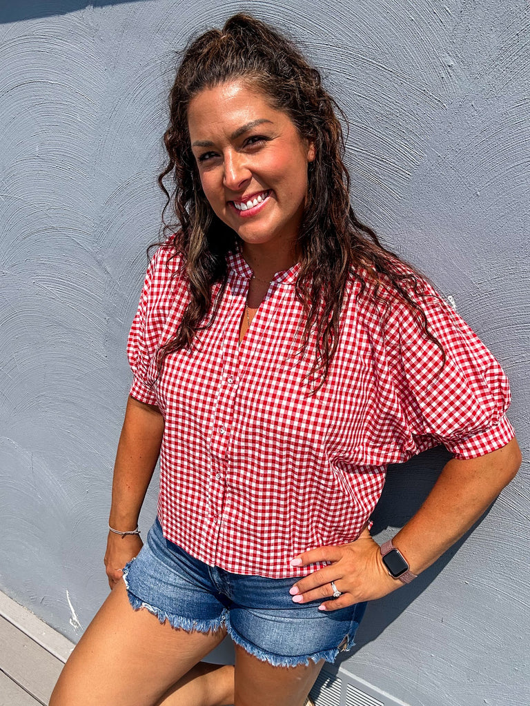 The Picnic Breeze Button-Up Blouse (S-L)-100 Short Sleeve-Allie & Rose-Hello Friends Boutique-Woman's Fashion Boutique Located in Traverse City, MI