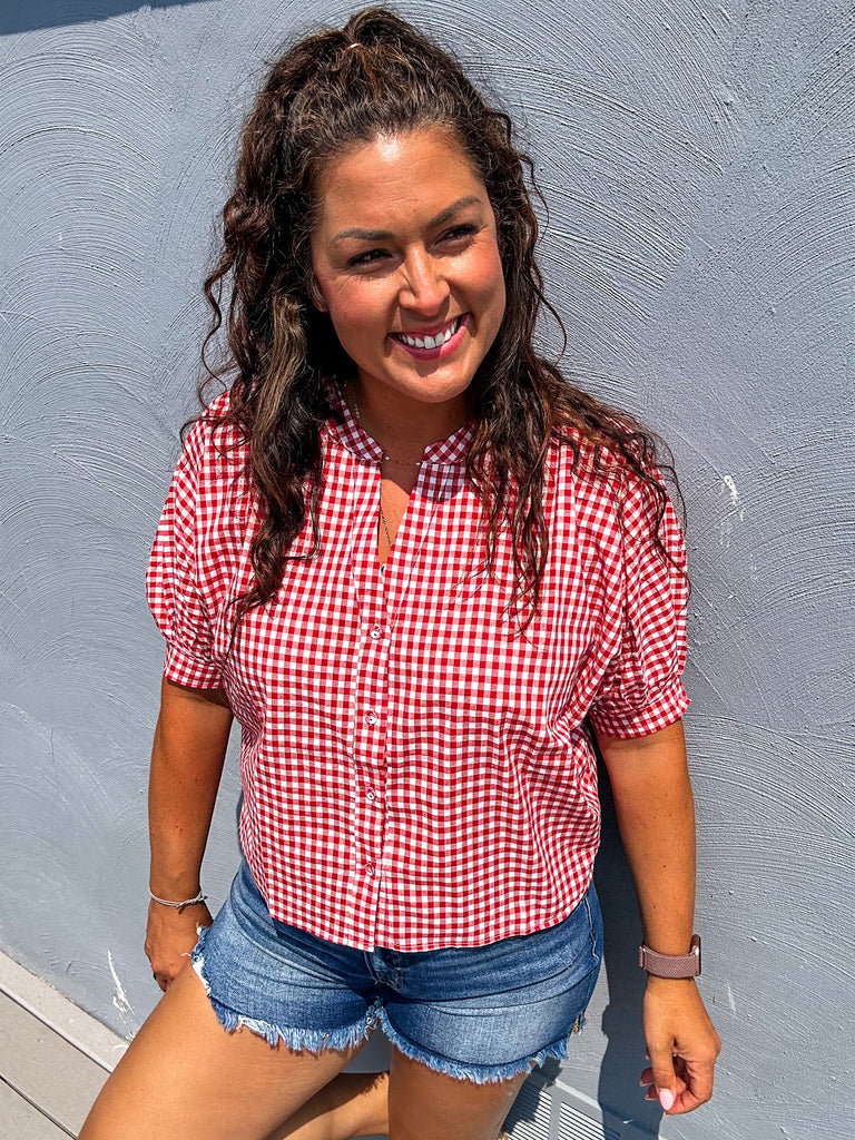 The Picnic Breeze Button-Up Blouse (S-L)-100 Short Sleeve-Allie & Rose-Hello Friends Boutique-Woman's Fashion Boutique Located in Traverse City, MI
