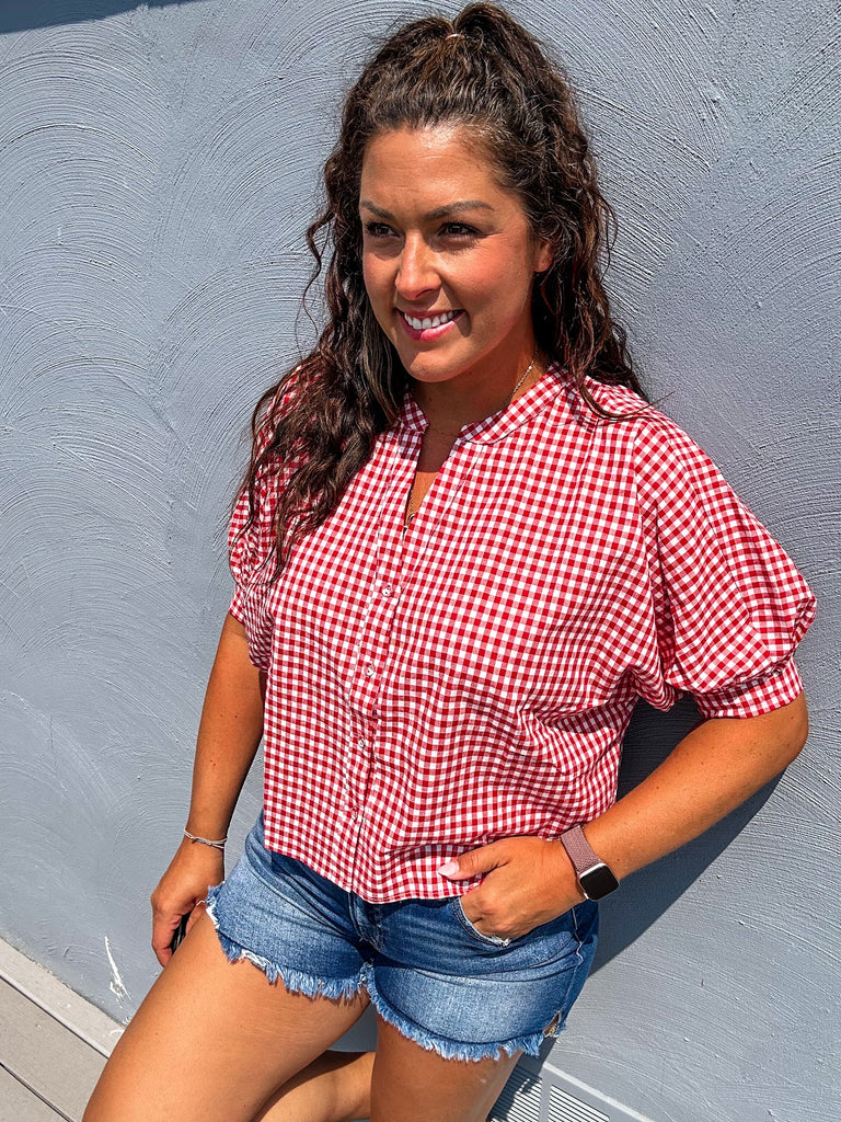 The Picnic Breeze Button-Up Blouse (S-L)-100 Short Sleeve-Allie & Rose-Hello Friends Boutique-Woman's Fashion Boutique Located in Traverse City, MI