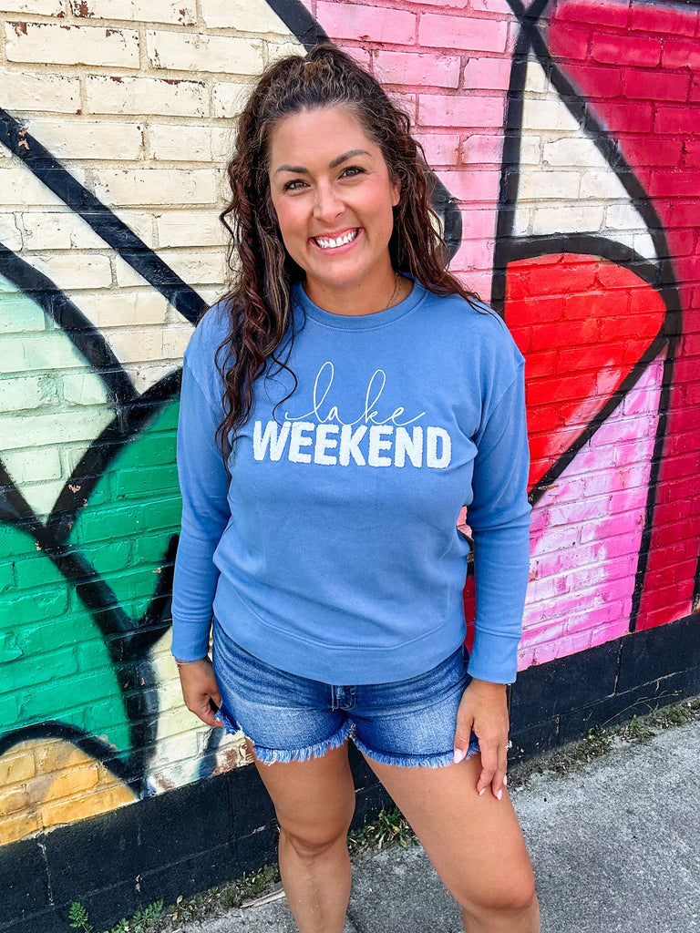 Lake Weekend Classic Sweatshirt-130 Graphic Tees-Shiraleah-Hello Friends Boutique-Woman's Fashion Boutique Located in Traverse City, MI
